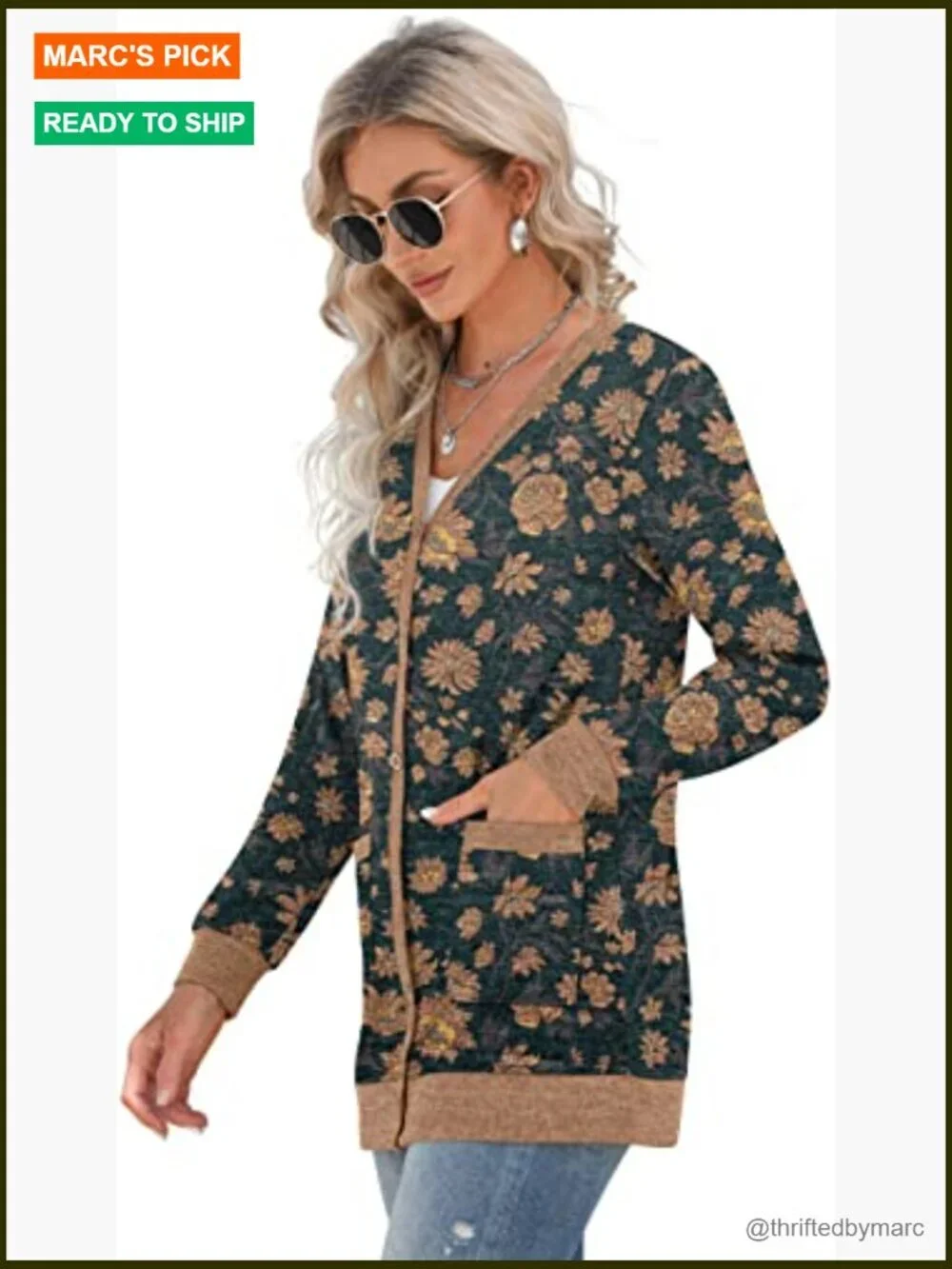 Women's Long Sleeve Open Front Cardigan Button Down Ribbed Lightweight Knit